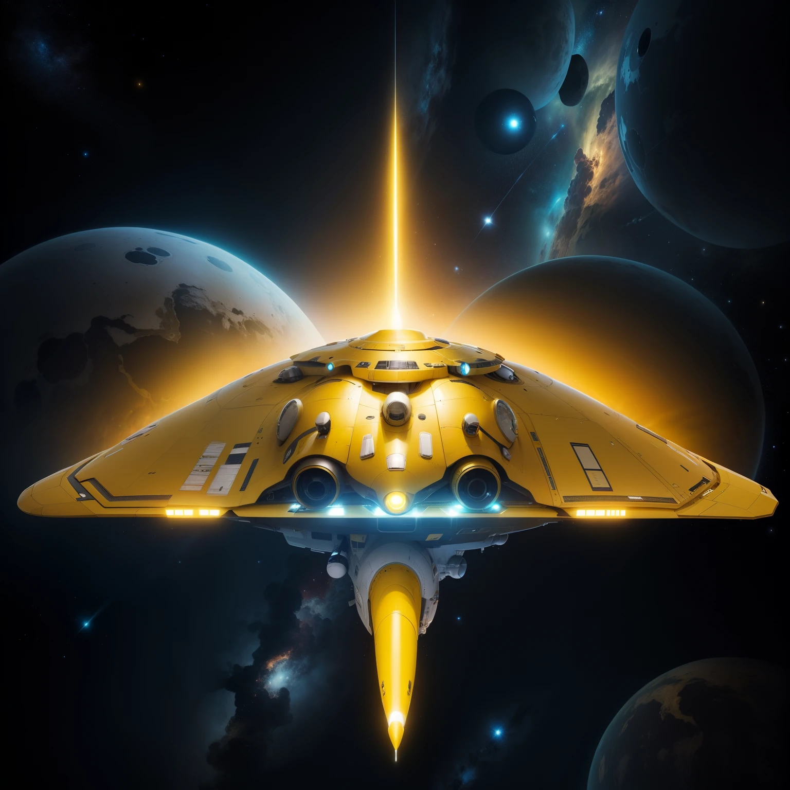 yellow colour, space ship