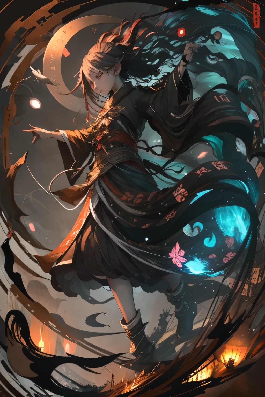 (Highest quality:1.2)。Nocturnal ghosts。Dream night walk。Dark Night。