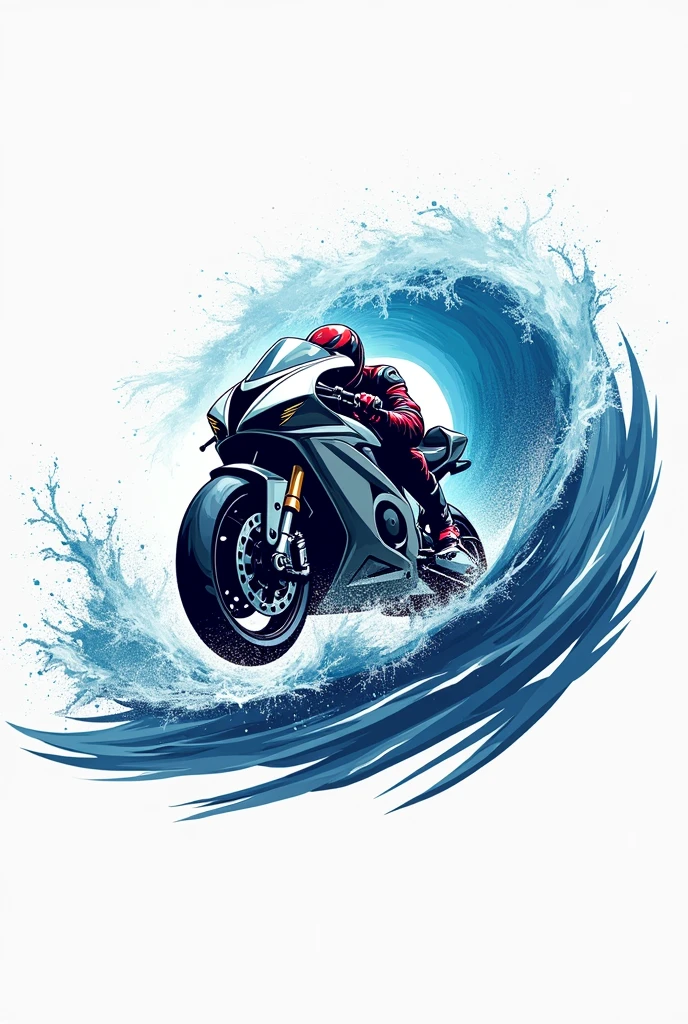 Create a logo about a racing motorcycle wave.