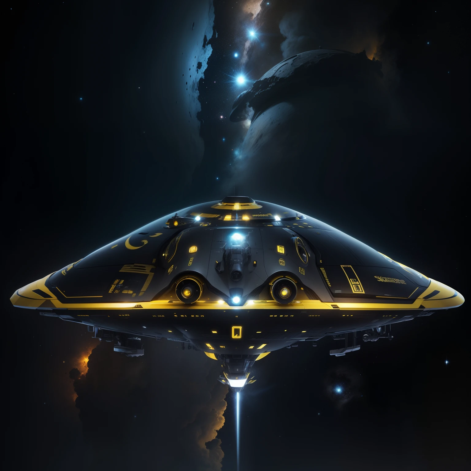 black and yellow colour, space ship