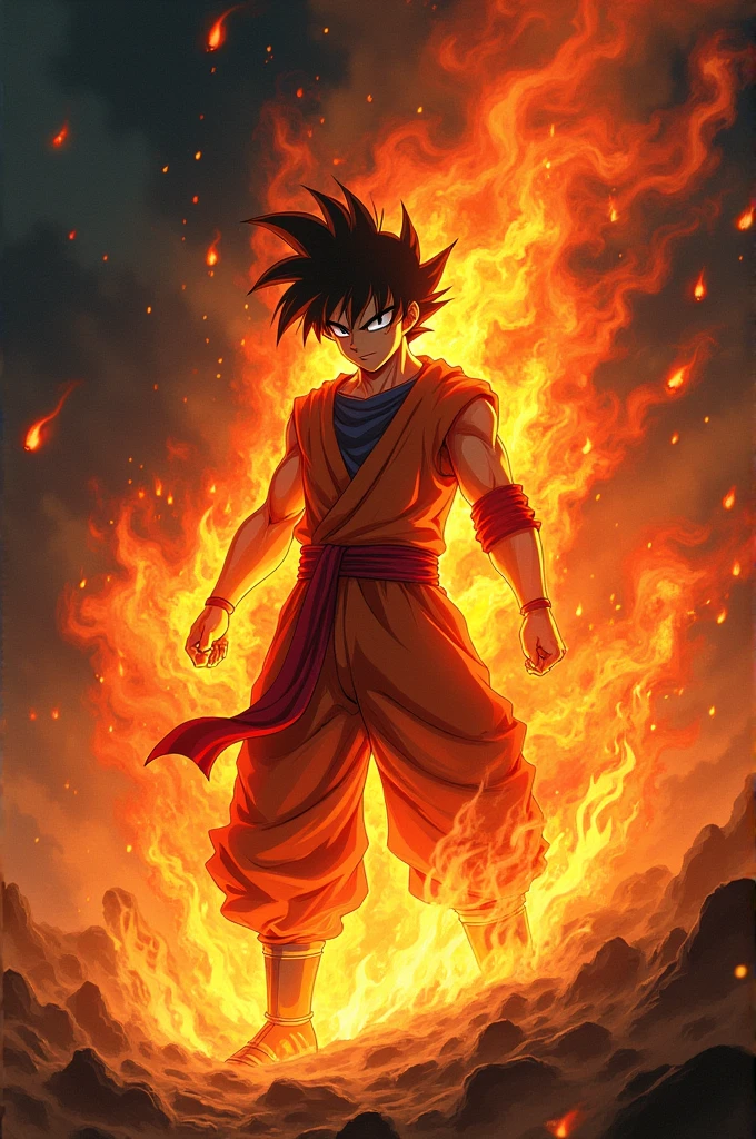 An anime character is burning 