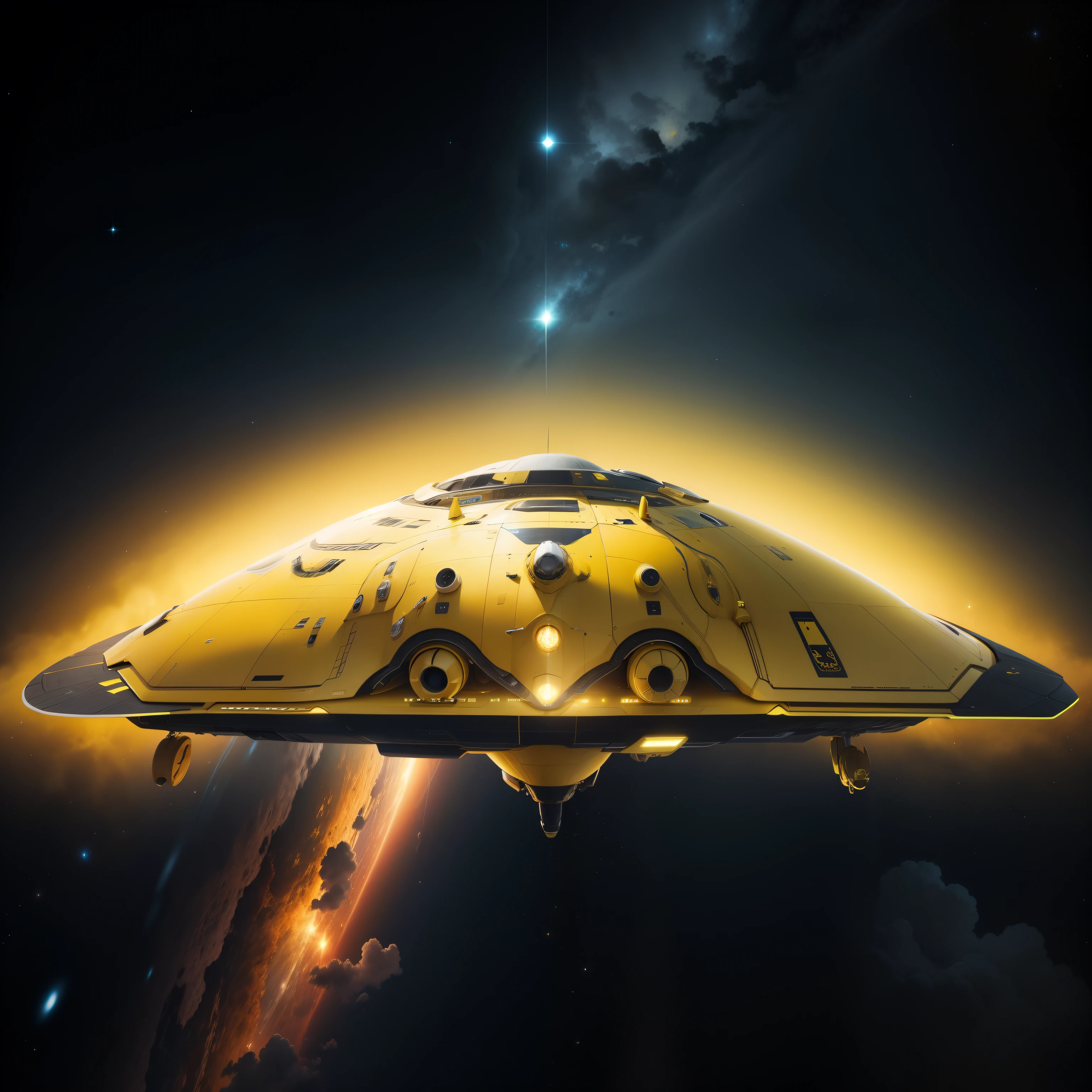 yellow colour, space ship
