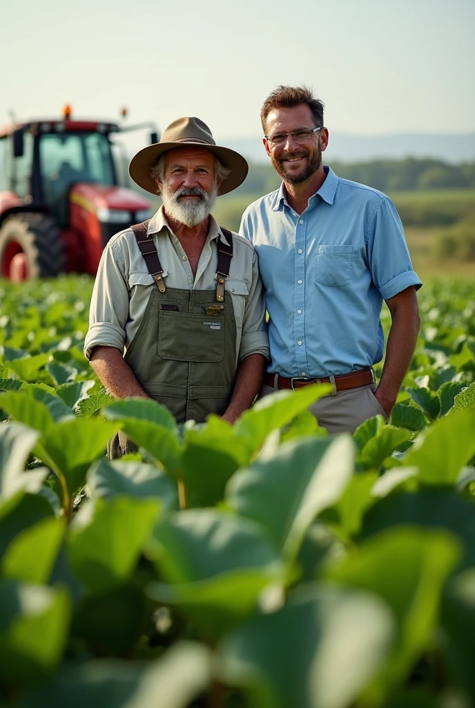 An advertisement from Banco ABC Brasil about agribusiness. Containing the following people: a soybean farmer and the bank manager