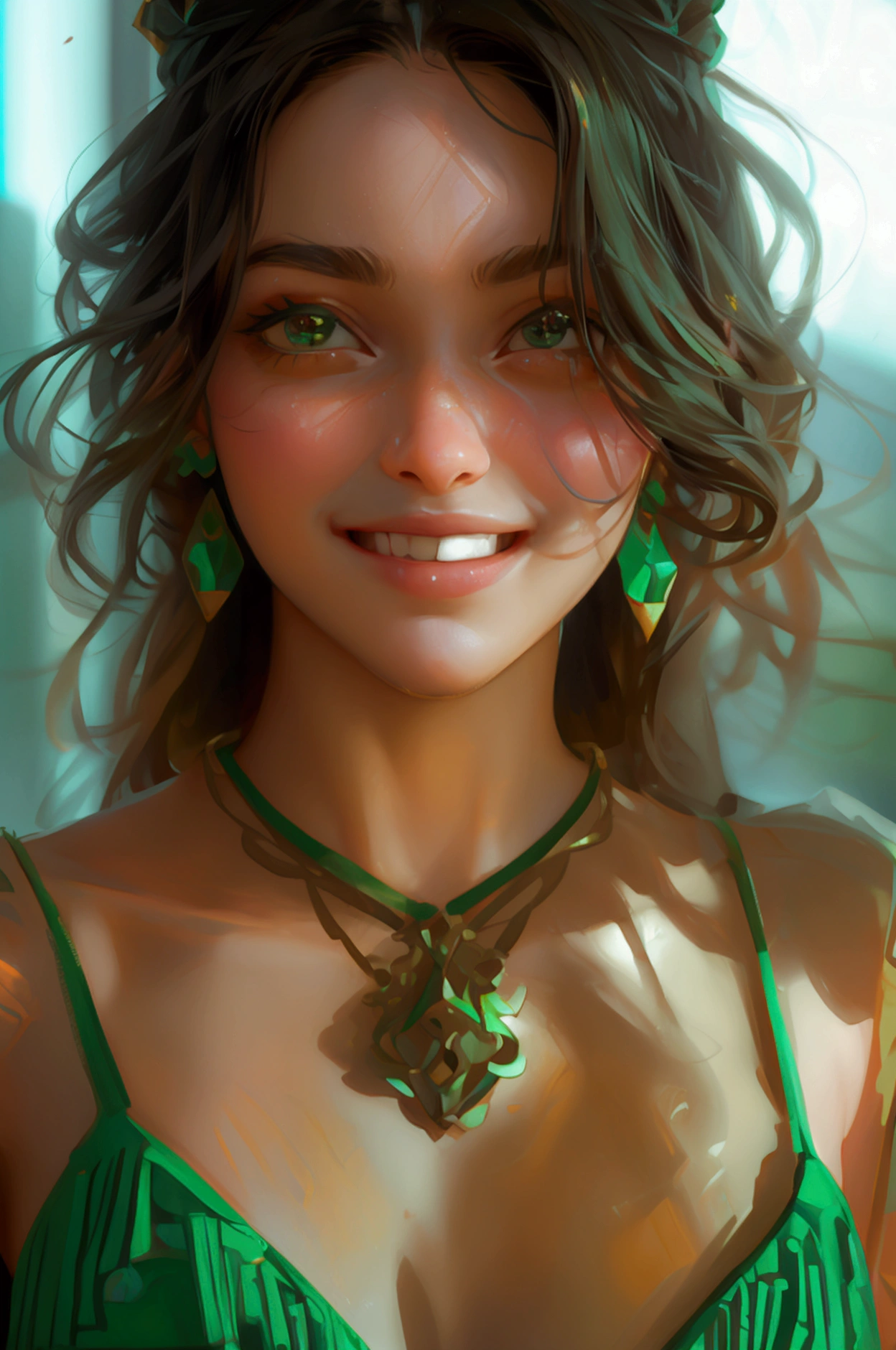 people buy crypto in low, holding then sell on high rate, happy faces girls, proudy girl, wearing green dress,