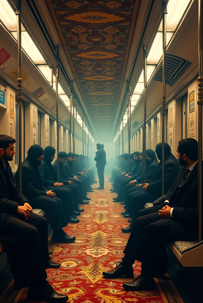 New York City subway filled with arabesque design rugs