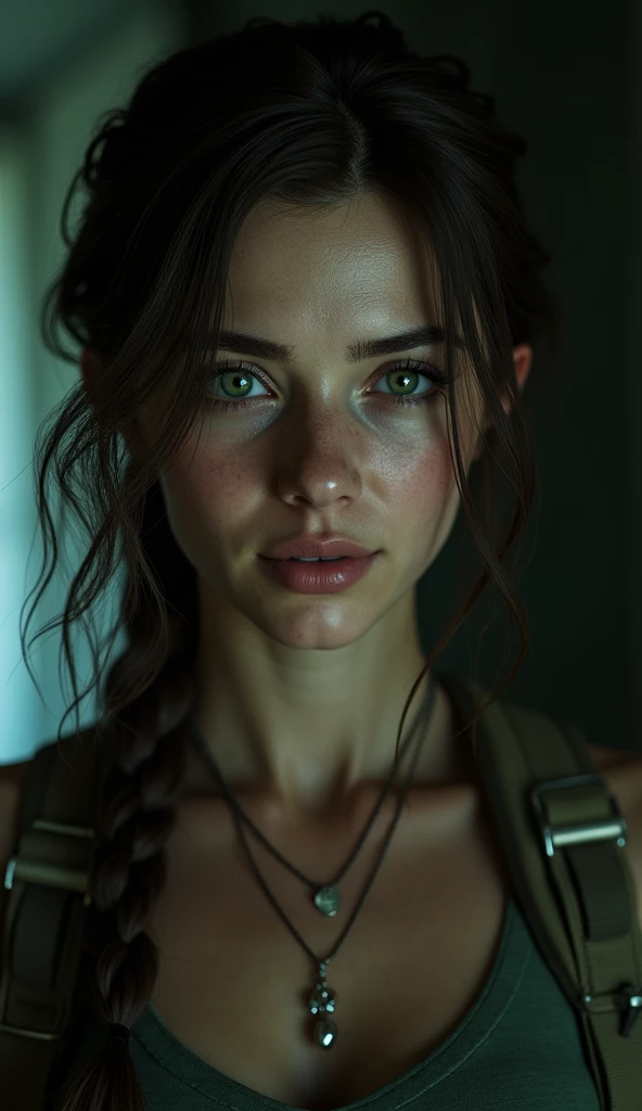 Beautiful young woman,Laura Croft,long brown hair in a ponytail,beautiful detailed eyes,beautiful detailed lips,extremely detailed eyes and face,longeyelashes,big bouncing breasts,blue t-shirt and green jean shorts,white sox,black gloves,hiking boots,thigh gun holsters,(best quality,4k,8k,highres,masterpiece:1.2),ultra-detailed,(realistic,photorealistic,photo-realistic:1.37),HDR,UHD,studio lighting,ultra-fine painting,sharp focus,physically-based rendering,extreme detail description,professional,vivid Tomb Raider, Syfy, artists,beautiful young woman (Laura Croft),long brown hair in a ponytail (beautiful and detailed),big bouncing breasts,blue t-shirt and green jean shorts,white sox,black gloves,hiking boots,thigh gun holsters,sharp focus,ultra-detailed,portraits,physically-based rendering,vivid colors. Full body