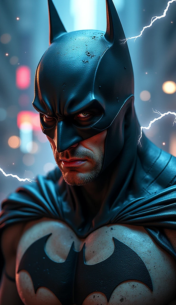 cyberpunk Batman angry portrait , smokes lightning