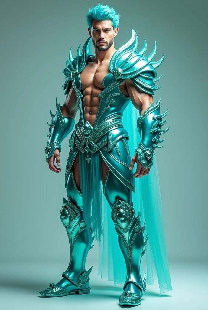 full body 3d HDR photorealistic ultra realism high definition aesthetic stabilized diffusion picture of handsome hunky Warrior Jupiter , brown hair ,in D crystal transparent sparkling shiny crystal glass chrome outfit armor,,look at camera, detailed facial parts,, studio as background, Freestyle Pose, Happy Expression, perfect anatomy, symmetric body,, 18 years old, :: high detail, a lean athletic body, realistic, human skin, extremely detailed fingers, chad chin,, masculine, human skin, (eyes contact), gorgeous, Attractiveness