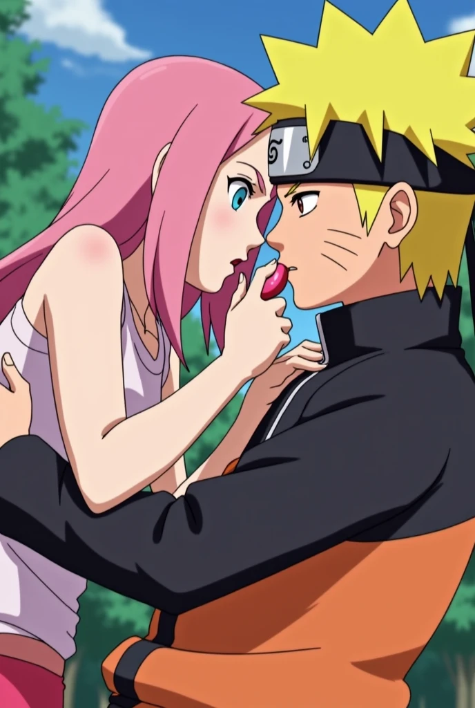 Sakura Haruno sucking Naruto's penis