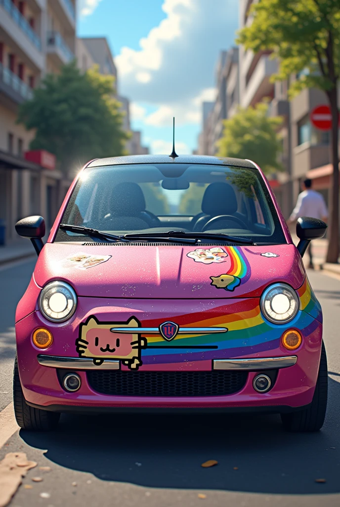 Nyan cat painted car