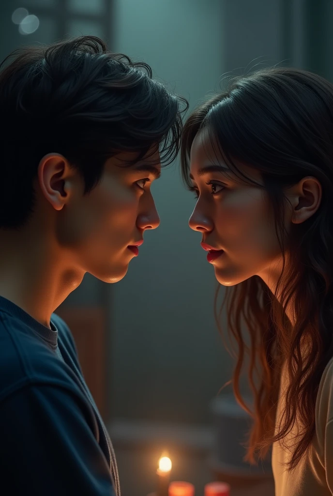 give me a image where two person are having eye contact while talking to each other