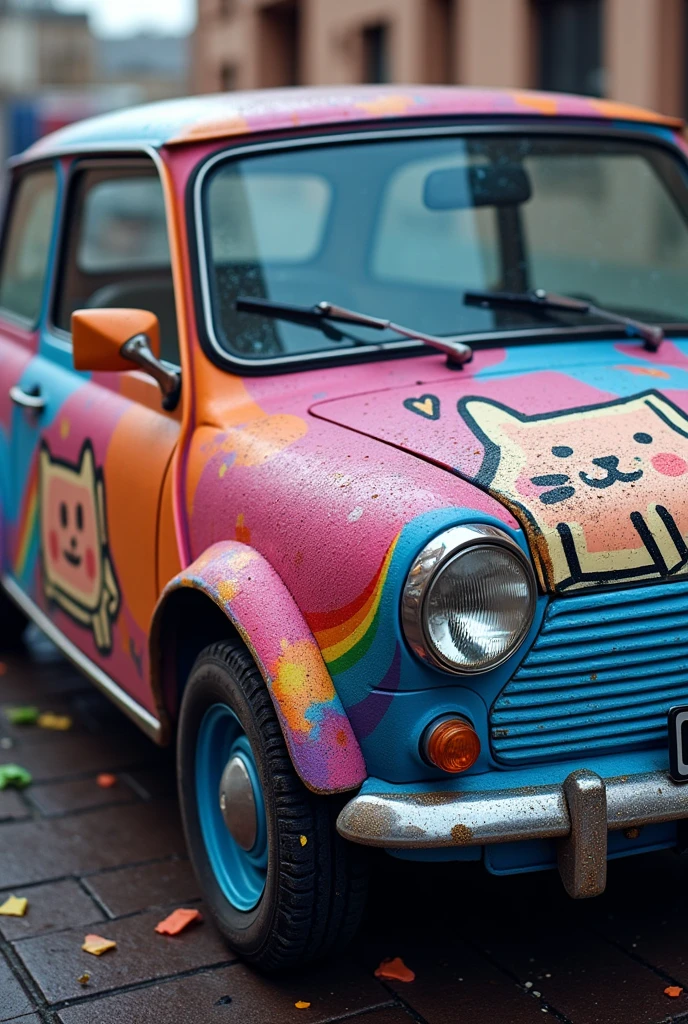 Nyan cat painted car 