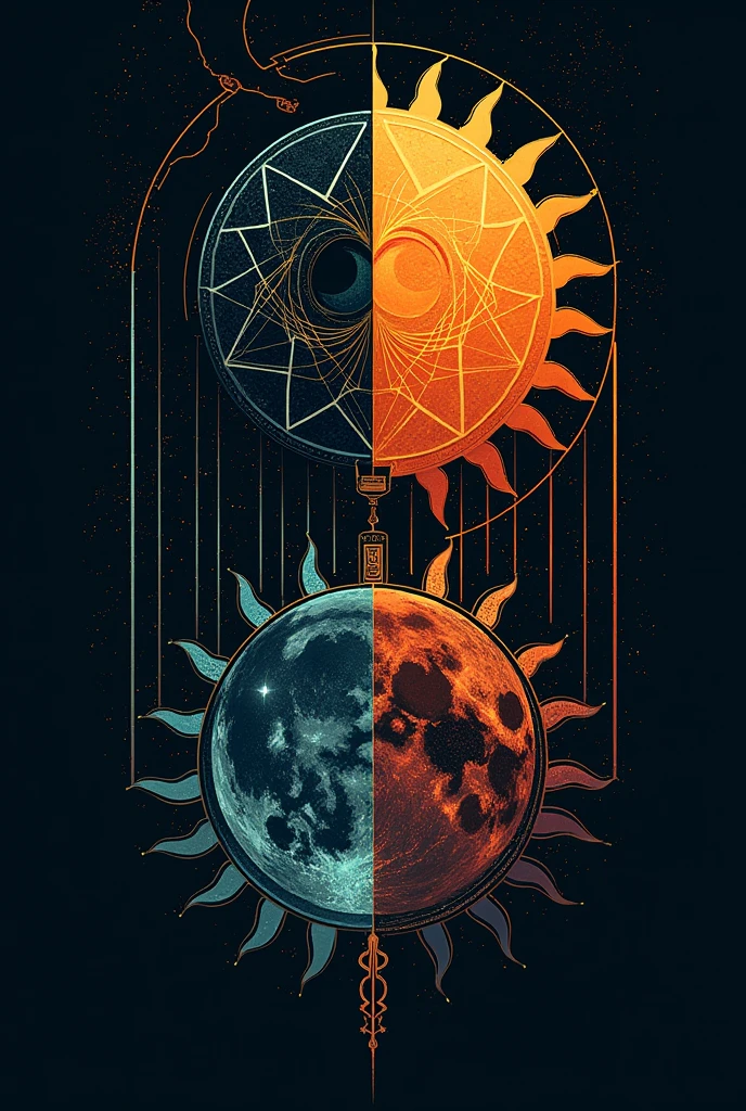 Logo Iotopia signifie histoire, pour des projets avec danseurs, avec deux univers interdépendants la lune et le soleil en Y2K, lien à la Grèce antique