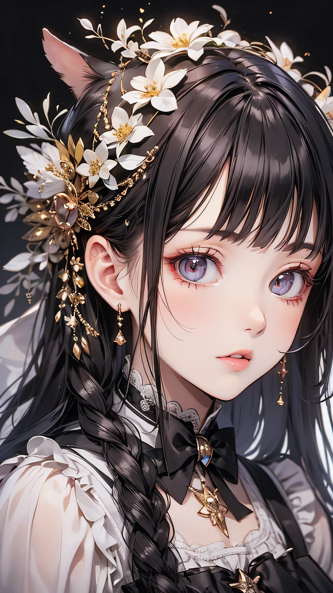 One person, masterpiece, Highest quality, 8k, Detailed skin texture, Detailed cloth texture, Beautifully detailed face, Intricate details, Super detailed, Alice in Wonderland, (A ribbon on her head:1.1), Upper Body