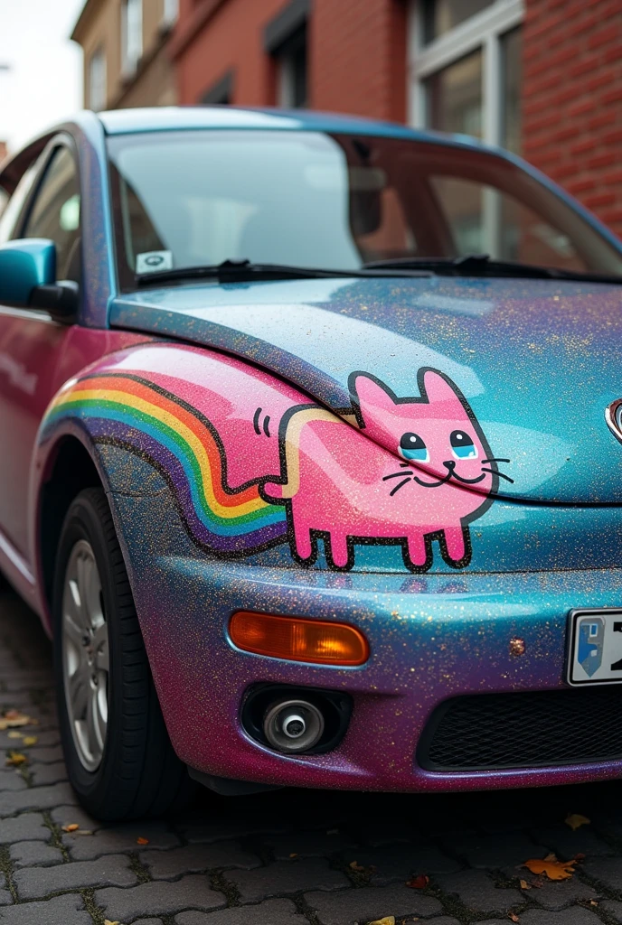 Nyan cat painted car