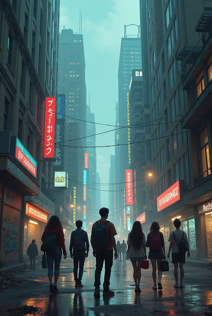 I need to create an image that shows the consequences of being in a world full of violence, social media pressure, absent of empathy and values for generations and the benefits of philosophy in the lives of young people
