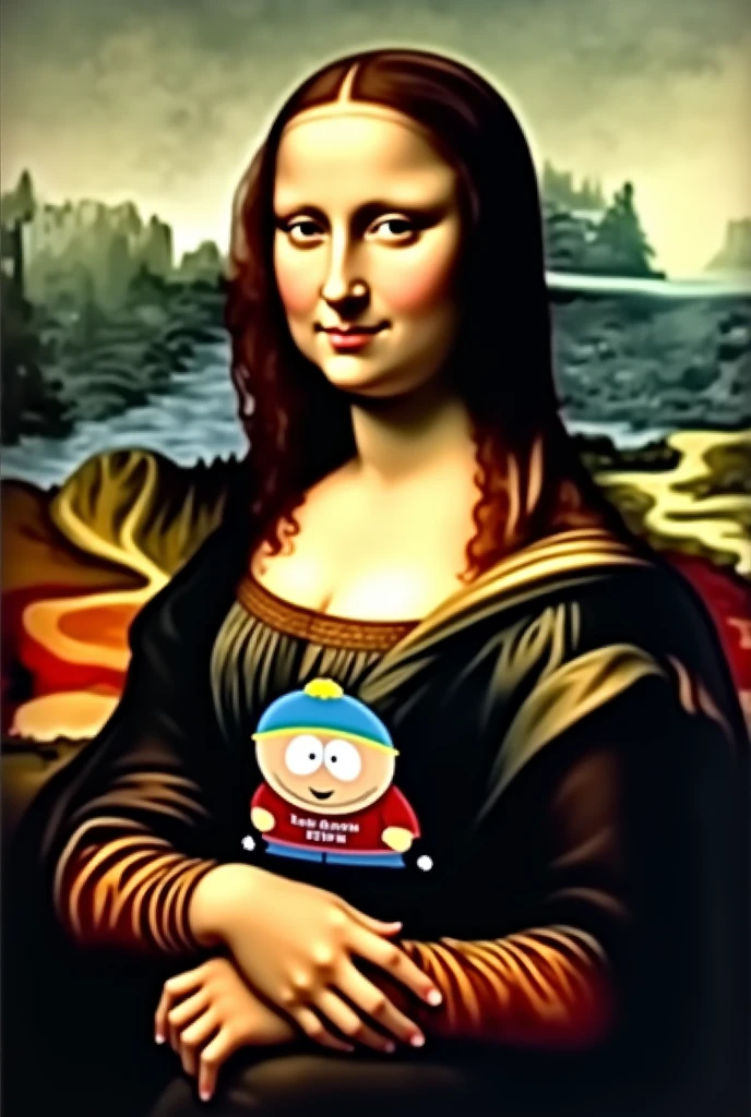 Renaissance Moalisa in a South Park shirt

