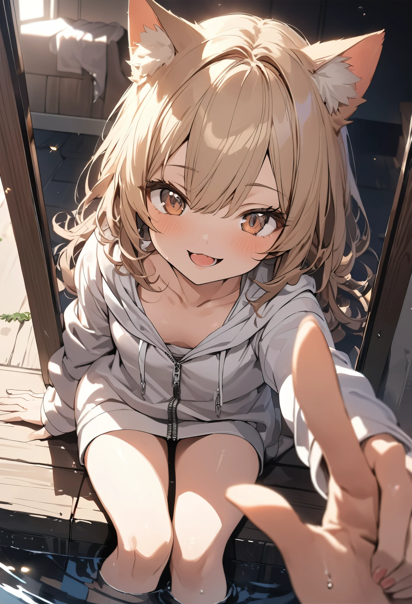 ((Masterpiece)), ((best quality)), (Anime:1.3), (super detail:1.2), (High Definition:1.3), (Professional Photography:1.2), ((12 years old)), ((close up pussy)), Beautiful, 8K, little pussy, Textured skin, cinematic lighting, from below, (Exposed bare belly), ((Exposed naked vagina)), (after sex:1.2), (Healthy Slender body), BREAK, ((best quality)), very messy medium hair, Dirty white camisole torn to pieces, (Spread your legs apart), (sweaty), Transparent mucus drips, Slender small breasts, Beautiful butt, Dirty soles, (Happy smiling face), open legs wide, (Cat ears), Pale brown hair, childish, Cute Beautiful Girl, bearch in the Slums, (sharp focus), (perfect light),