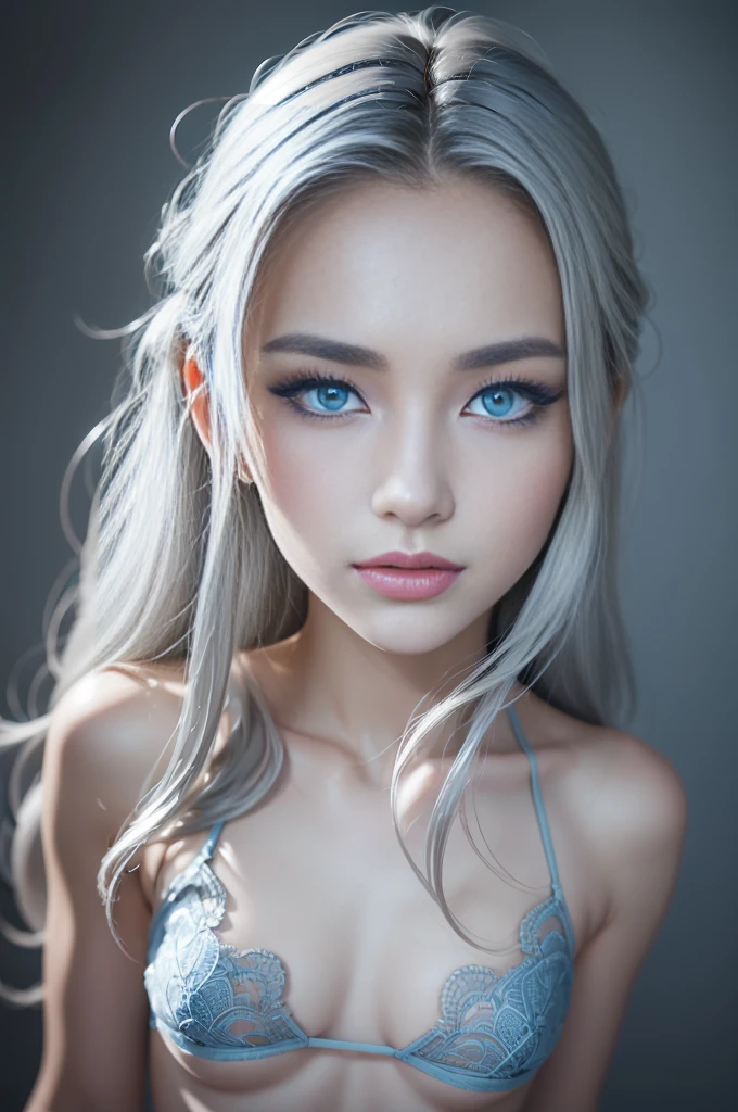 8k, (full body shot:1.2), 20-year-old swedish girl, raw, Beautiful woman, (straight gray hair), (intricate, sheer, transparent, translucent,(no clothes:1.2)), intricate, beautifull face, elegant, highly detailed, digital hyperrealistic photography, hyperrealistic photography filigree, shyness, most beautyfull face, (masterpiece, sidelighting, (finely detailed beautifull blue eyes: 1.2)),