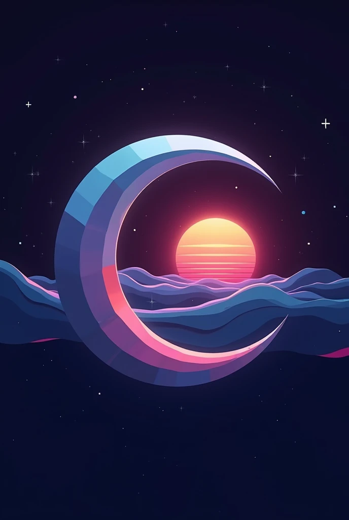 Logo Iotopia : moon and sun Y2K version