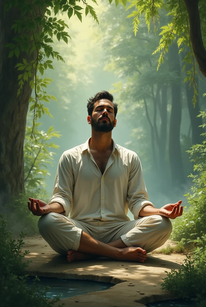 Man resting his mind, tranquillity