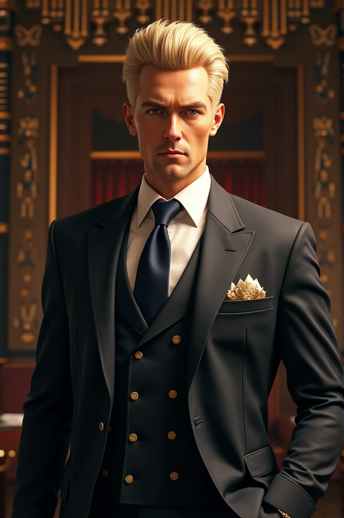 one men, millionaire, Cao Cao, blond, with clear eyes