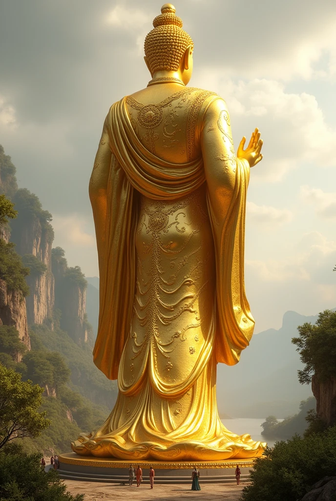 Golden statue from backside