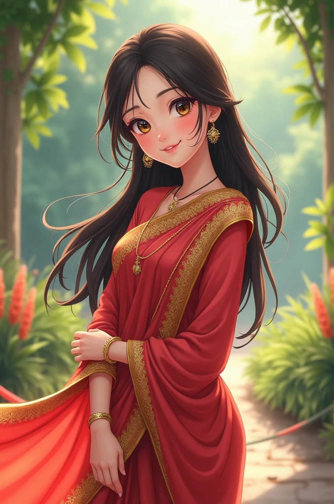 Anime girl ware saree