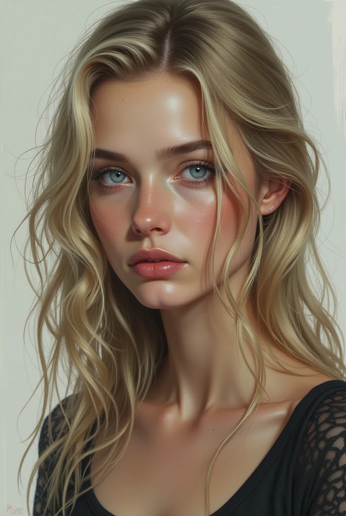 A 20 year old girl (highly detailed women face)) long, blonde hair and (beautiful detailled light blue eyes.2)(closed mouth:1.2), some facial imperfections, ultra detailed, beautiful girl, real human wet skin, striking features, beautiful, intri details, tension, contrast, (texture:11) (realism:1.1), not :filtre ,(makeup:1.2), (greyscale:1.2), (teeth:1.2), cross-eye, paintings, sketches, (worst quality:2), (low quality:2), (normal quality:2), lowres, normal quality, (monochrome)), ((grayscale)), (asian:1.2)