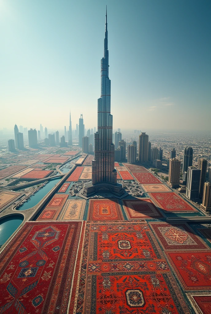 Burj khalifa view filled with rugs