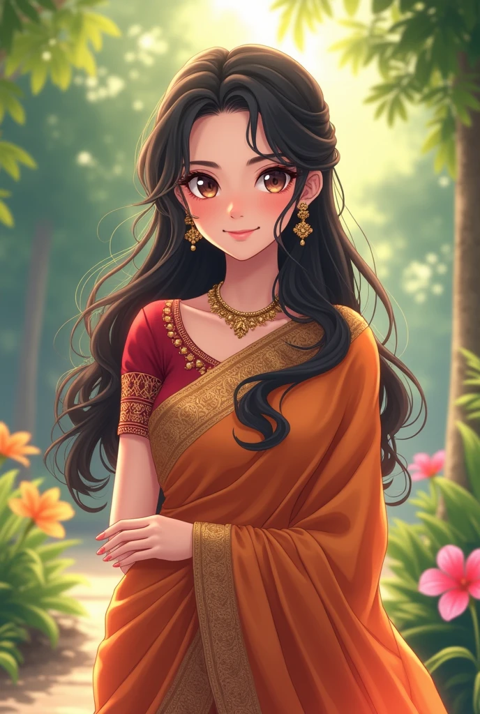 Anime girl ware saree