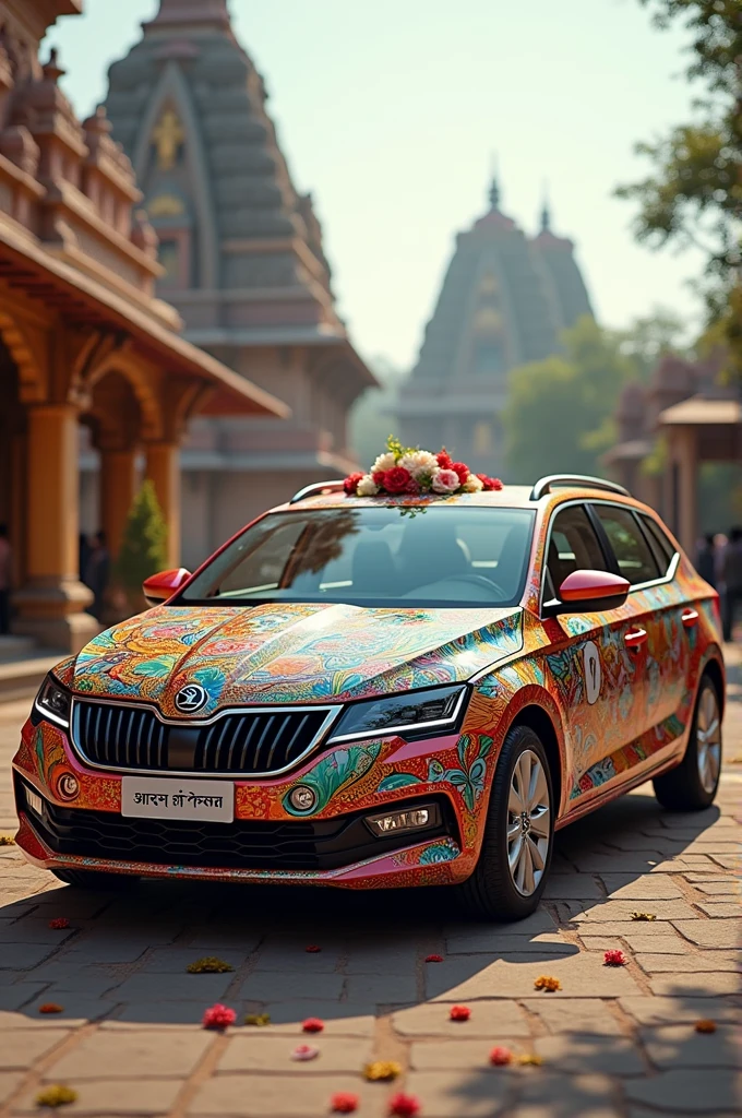 Skoda Slavia with Krishna Janmashtami