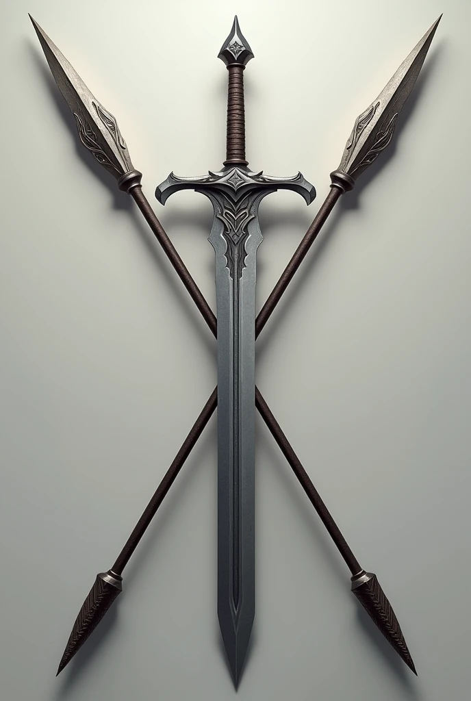 sword with 2 spears across behind the sword