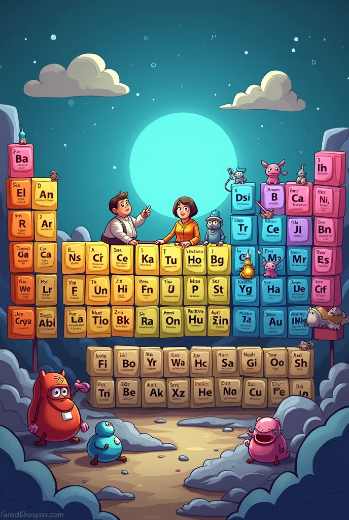 a cartoon periodic table (animation)