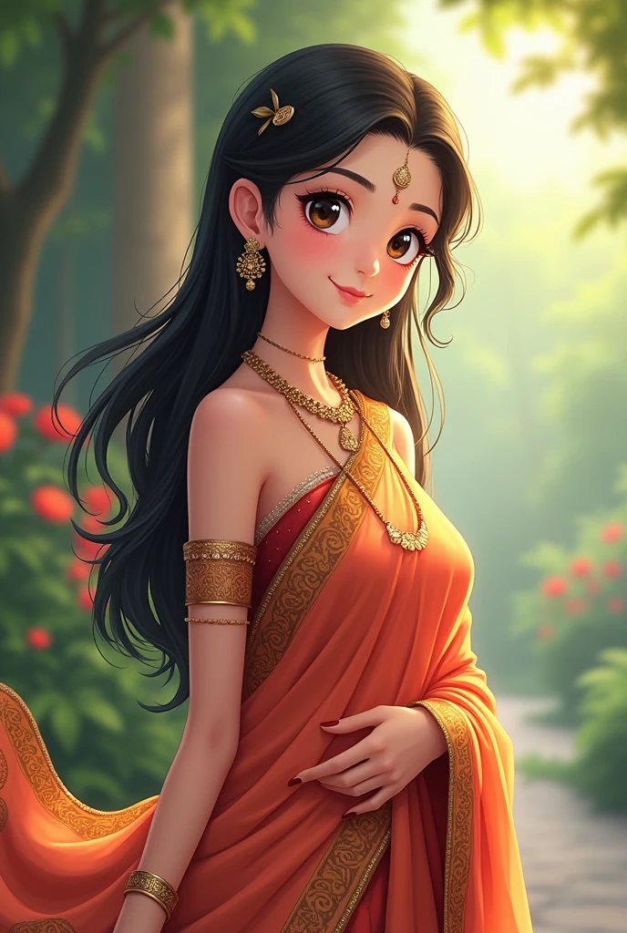 Anime girl ware saree