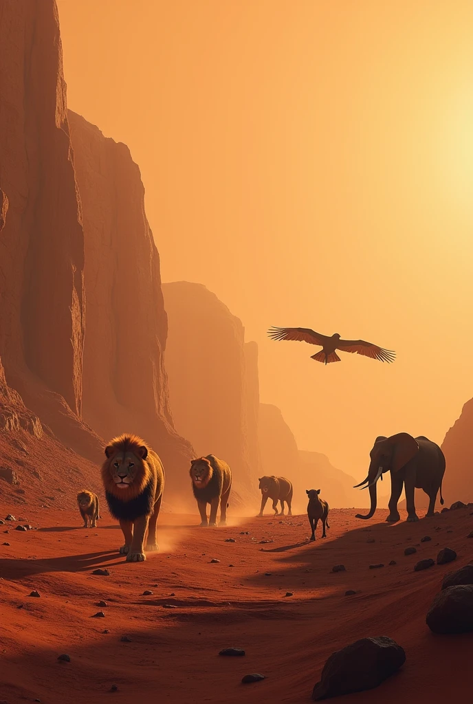 Create an image: animals on mars