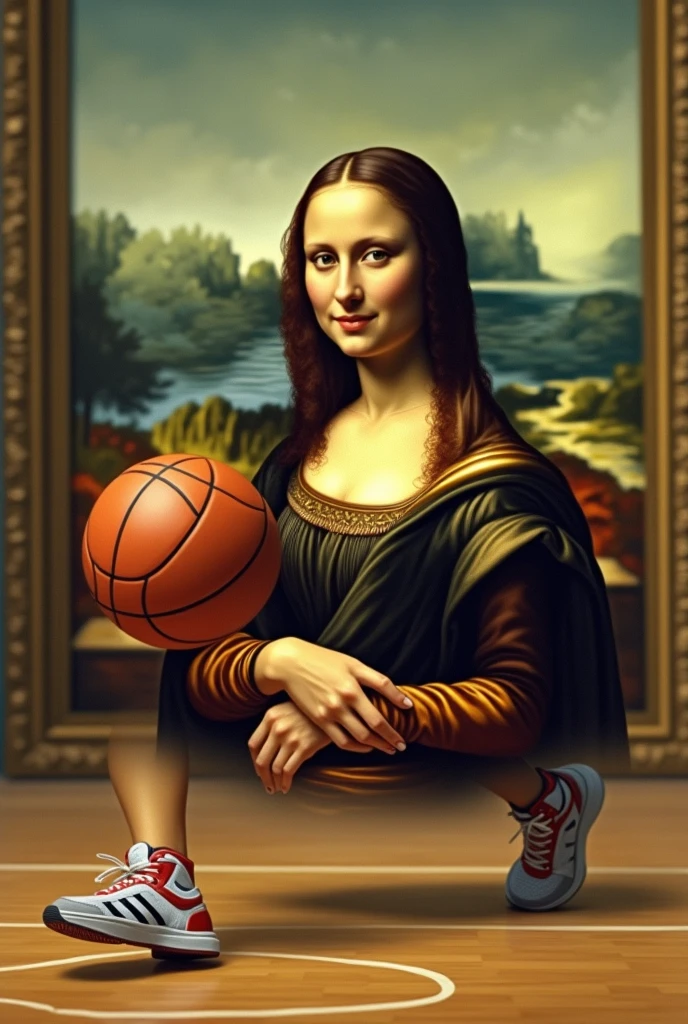 Make the Mona Lisa in a one vs one basketball game against Leonardo Davince