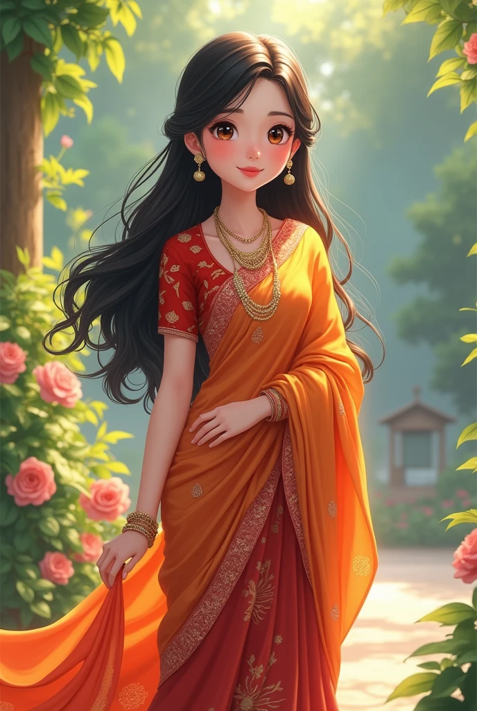 Anime girl ware saree