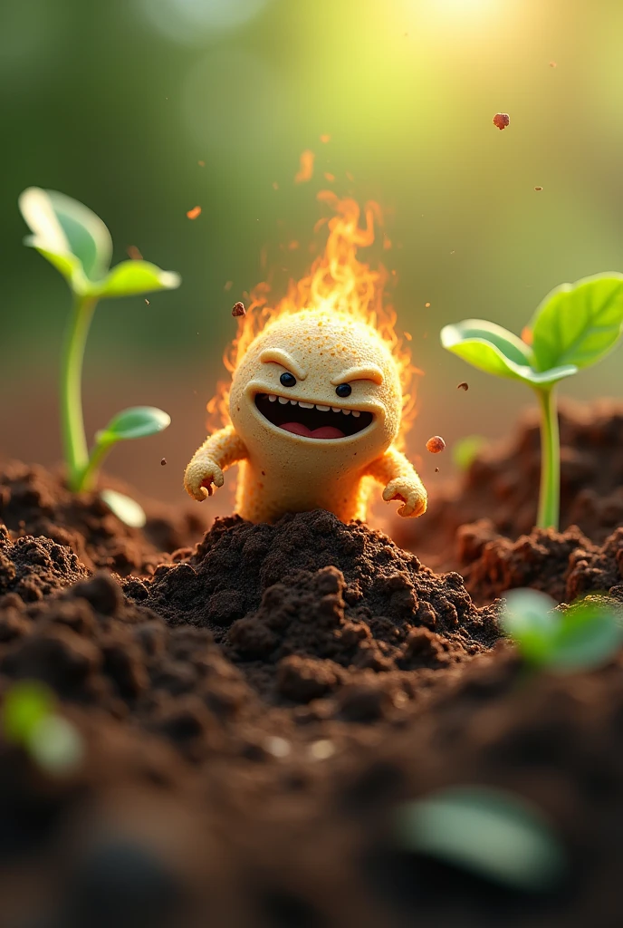 A seed which is little 
angry with fireness for getout into the ground 