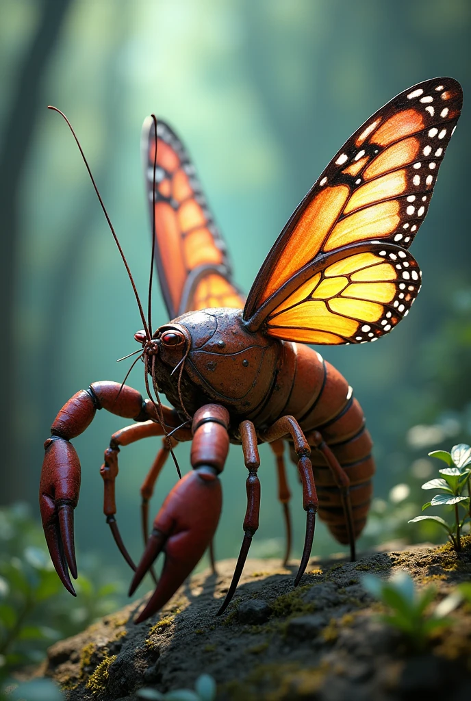 A crayfish with butterfly wings