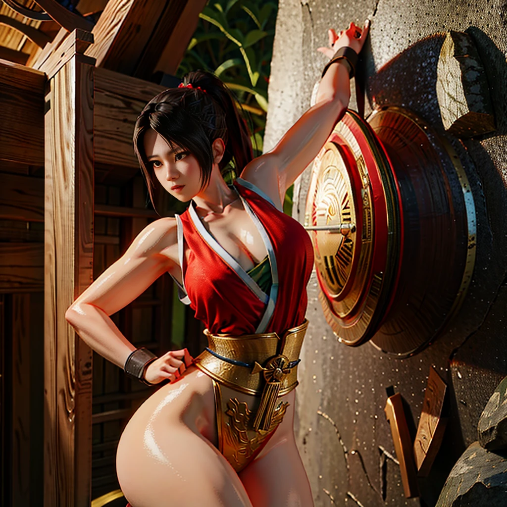 An ancient Chinese female warrior dressed in martial arts and holding a long sword,Heroic and heroic,Brave and unusually exposed cleavage 8K