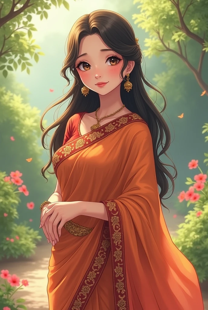 Anime girl ware saree