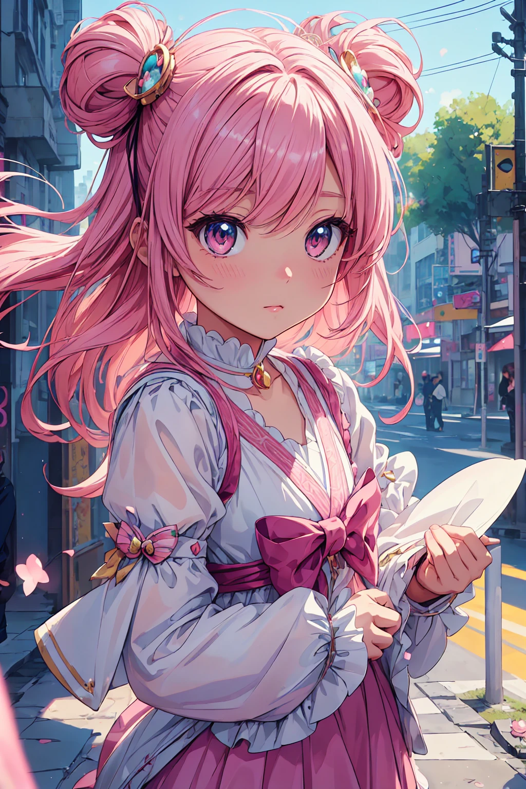 1girl, anime, kawaii, pink hair, ribbon in hair, realistic portrait, gweniz style, magical girl portrait, cute character, cute art style, anime moe art style, maplestory character art, cute portrait, cute anime girl portrait, small figure portrait, artwork in the style of gweniz, splash art anime , (best quality,4k,8k,highres,masterpiece:1.2),ultra-detailed,(realistic,photorealistic,photo-realistic:1.37),HDR,UHD,studio lighting,ultra-fine painting,sharp focus,physically-based rendering,extreme detail description,professional,vivid colors,bokeh
