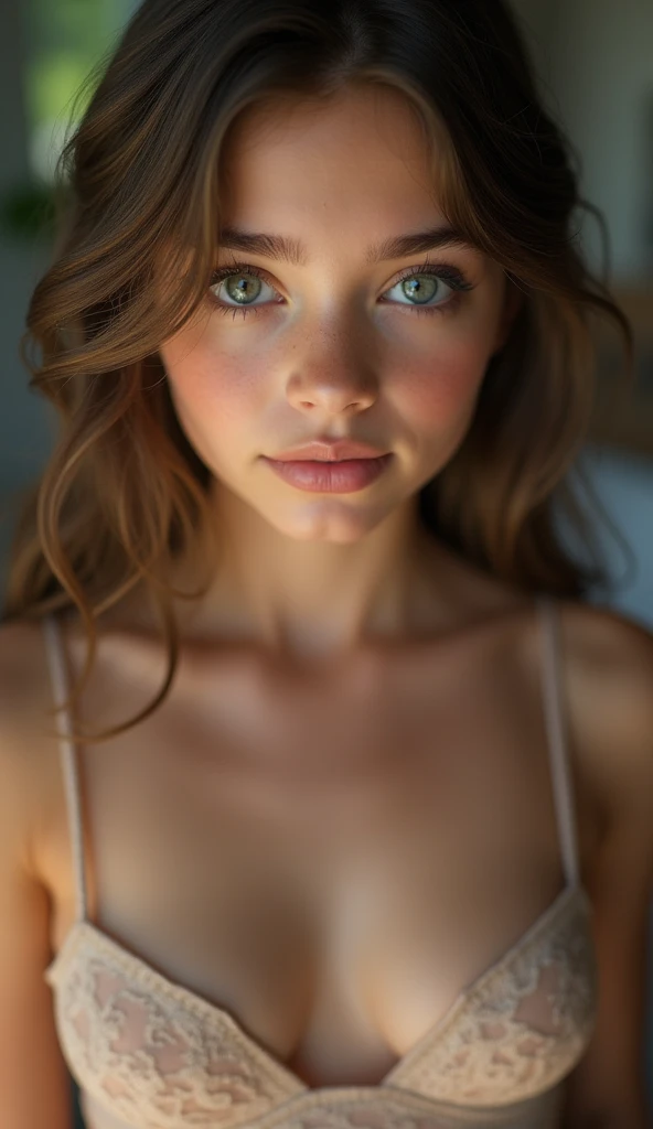 A 13 year old girl, beautiful detailed eyes, beautiful detailed lips, extremely detailed eyes and face, long eyelashes, by rubio, Whole body, Topless, no bra or panties, small and slender body, Realistic lighting, photorealistic, 8k, Best Quality, masterpiece, realistic photo, attractive body, big breasts, adult content.