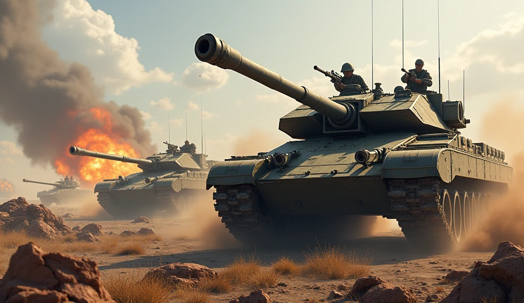 Tank aiming at another tank it has just shot