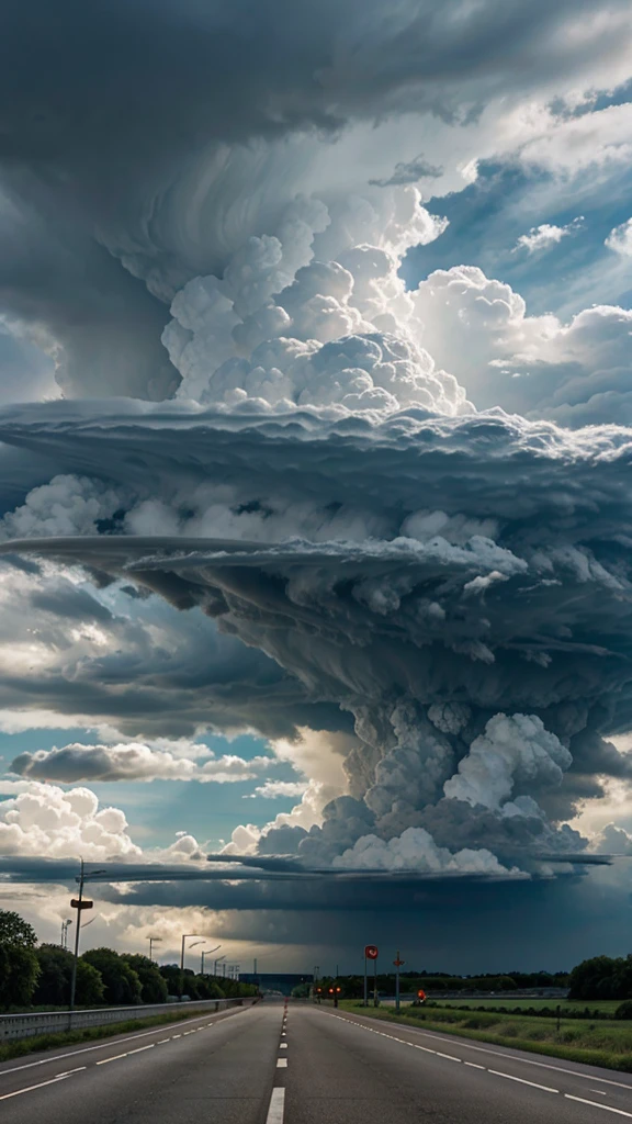Storm clouds over a highway 