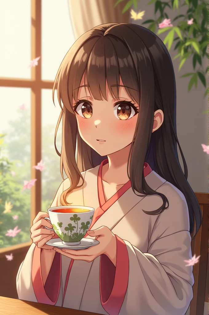 Anime girl with a cup of tea