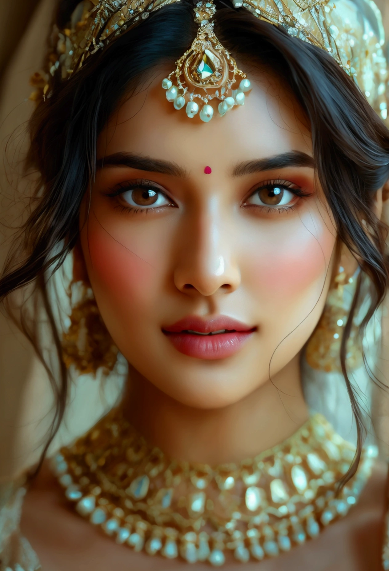 A breathtakingly lifelike photograph of a stunningly beautiful 25-year-old Indian woman. face like Kriti Sannon, perfect and very detailed round medium natural breasts, detailed cute natural cleavage, ((Full body Shot)), wearing a beautiful indian dress, Presented in exquisite 8k resolution, the details are so precise and vivid that they seem to leap off the screen. The image is rendered in photorealistic quality, utilizing the latest UHD:1.2 technology for an unparalleled viewing experience. The woman has medium-short, dark brown hair that cascades down her back, framing her face in a way that emphasizes her striking features. Her double eyelids are a testament to her delicate beauty, while her highly detailed glossy eyes shine with intelligence and allure. The glossy lips are painted in a soft shade of pink, adding an extra touch of femininity to her already irresistible appearance.,ruhani,kushita