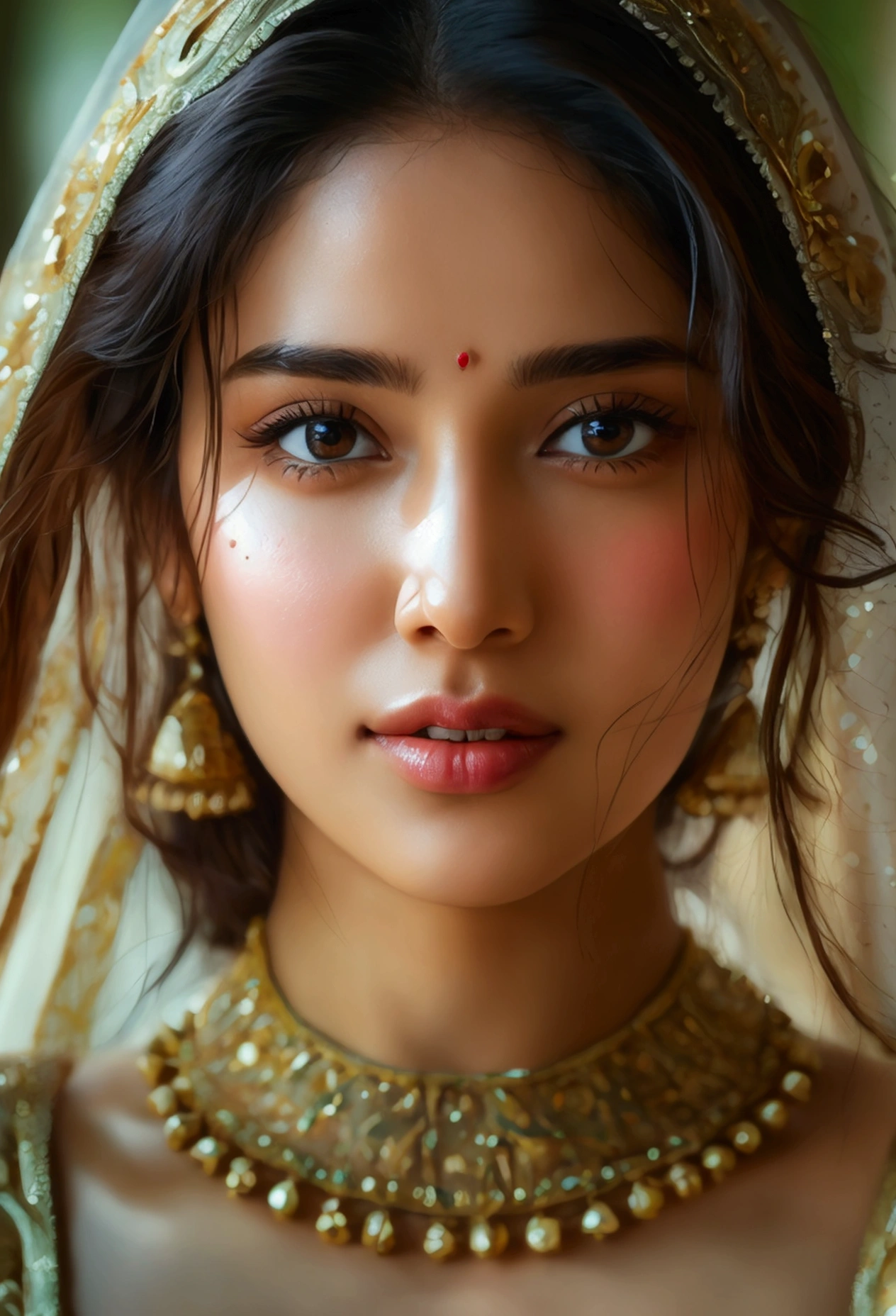 A breathtakingly lifelike photograph of a stunningly beautiful 25-year-old Indian woman. face like Kriti Sannon, perfect and very detailed round medium natural breasts, detailed cute natural cleavage, ((Full body Shot)), wearing a beautiful indian dress, Presented in exquisite 8k resolution, the details are so precise and vivid that they seem to leap off the screen. The image is rendered in photorealistic quality, utilizing the latest UHD:1.2 technology for an unparalleled viewing experience. The woman has medium-short, dark brown hair that cascades down her back, framing her face in a way that emphasizes her striking features. Her double eyelids are a testament to her delicate beauty, while her highly detailed glossy eyes shine with intelligence and allure. The glossy lips are painted in a soft shade of pink, adding an extra touch of femininity to her already irresistible appearance.,ruhani,kushita