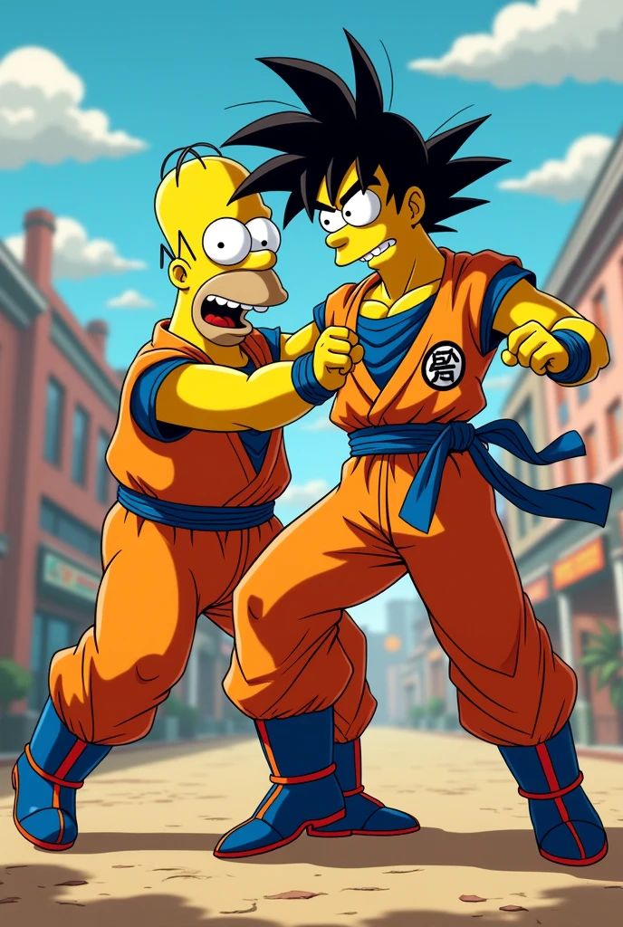 Son goku from dragon ball dancing Homer simpsons